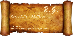 Radván Gábor névjegykártya